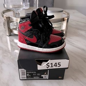 Red & black Jordan 1s patent leather